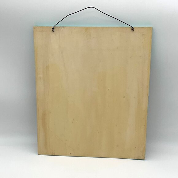 Retro Faux Aged Wooden KITCHEN HOURS Hanging Sign Teal Border & Hanging Wire - Picture 2 of 3